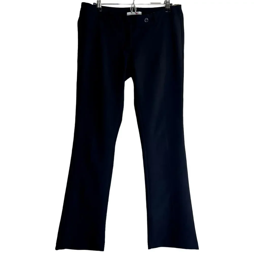 PDK Pants Womens Size W34 Black Pockets Belted Loops Low-Rise Wide-Leg Business